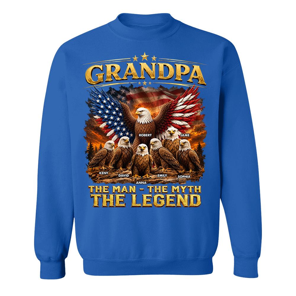 Grandpa Eagle - Personalized Shirt For Grandpa & Dad Vintage Shirt NA04 Hv01