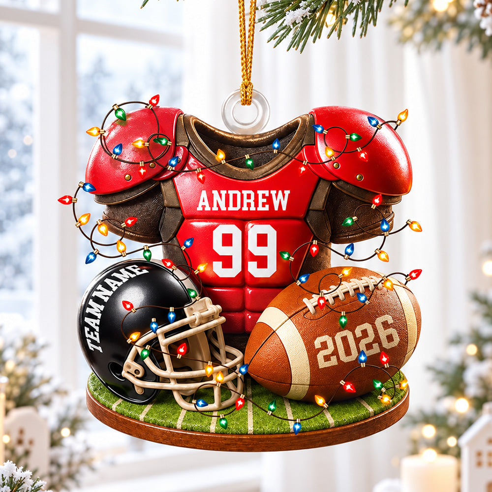 Personalized Football Ornament 2026, Custom Jersey & Helmet Keepsake T24