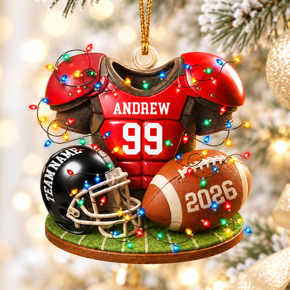 Personalized Football Ornament 2026, Custom Jersey & Helmet Keepsake T24