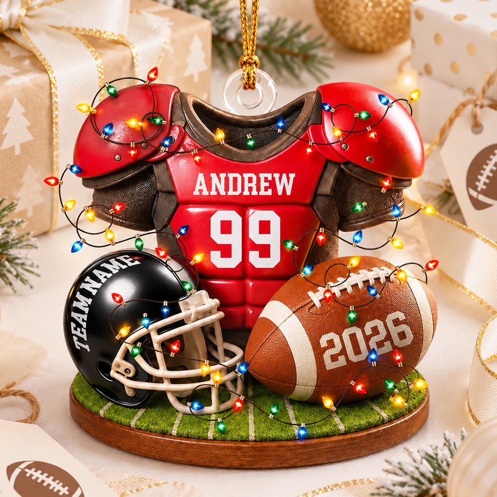 Personalized Football Ornament 2026, Custom Jersey & Helmet Keepsake T24