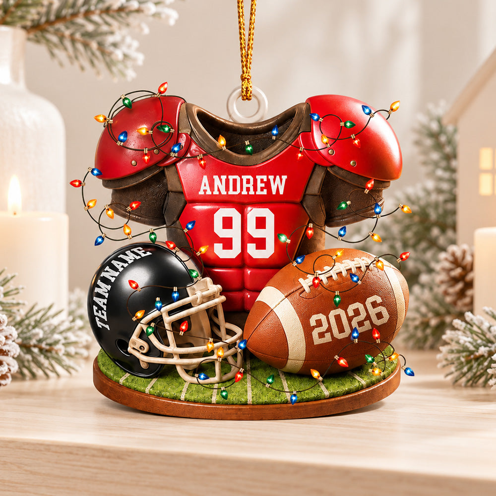 Personalized Football Ornament 2026, Custom Jersey & Helmet Keepsake T24