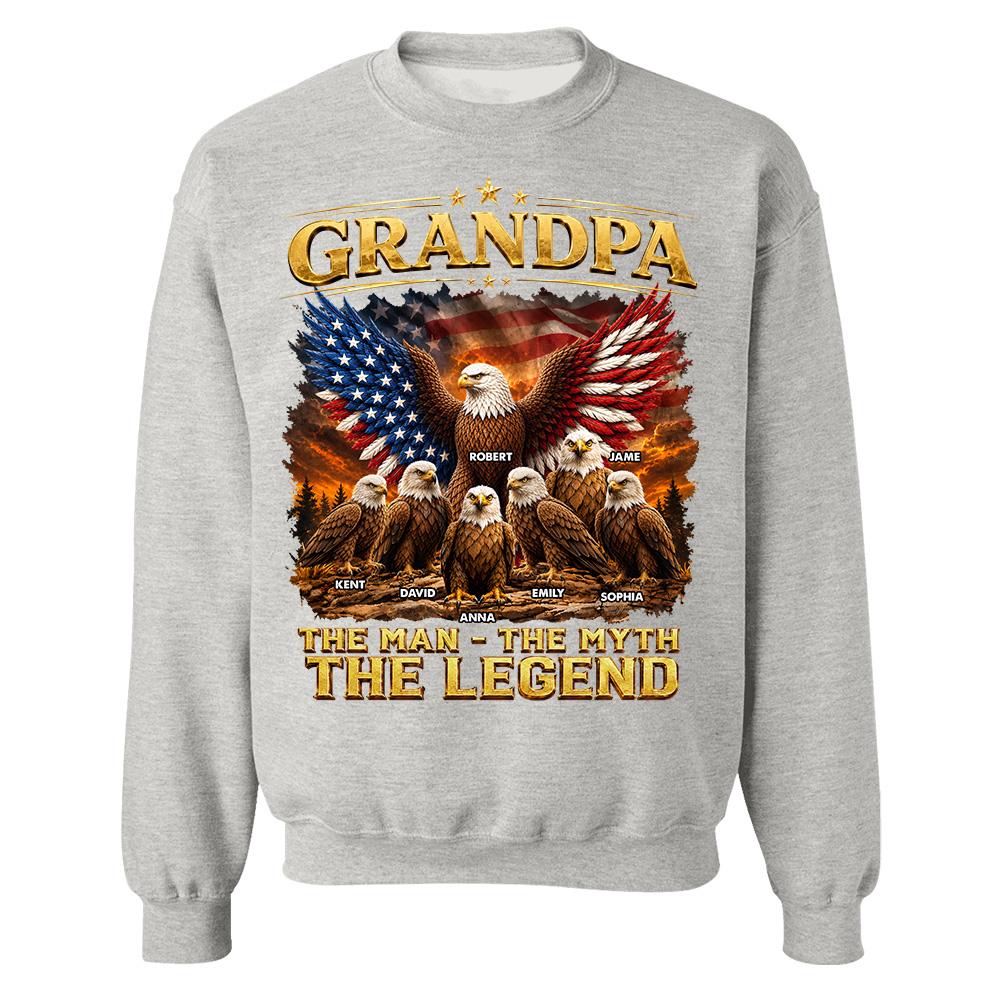 Grandpa Eagle - Personalized Shirt For Grandpa & Dad Vintage Shirt NA04 Hv01
