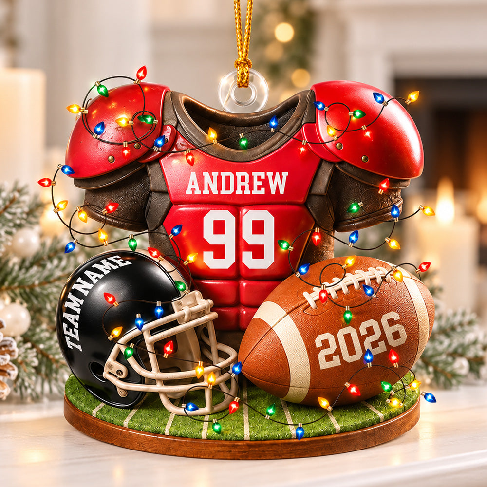 Personalized Football Ornament 2026, Custom Jersey & Helmet Keepsake T24
