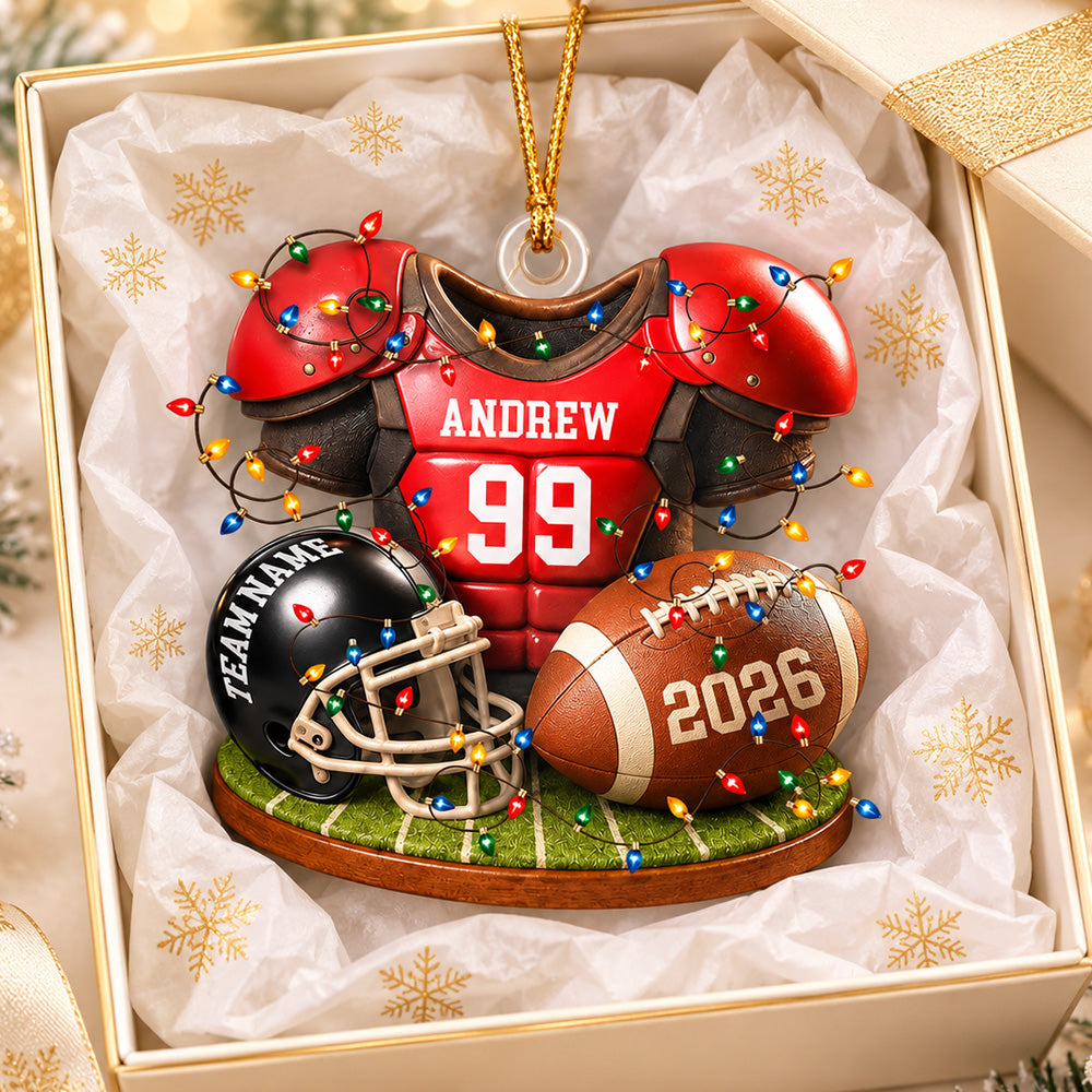 Personalized Football Ornament 2026, Custom Jersey & Helmet Keepsake T24