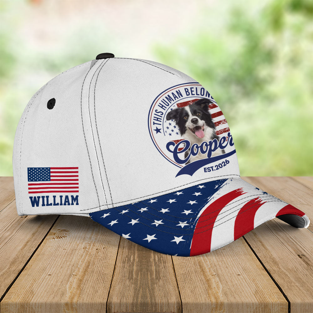 This Human Belongs To - Custom Photo Dog US 250 Anniversary Classic Cap - Gift For Dog Lovers, Dog Dad, Father's Day T1807 Pt99