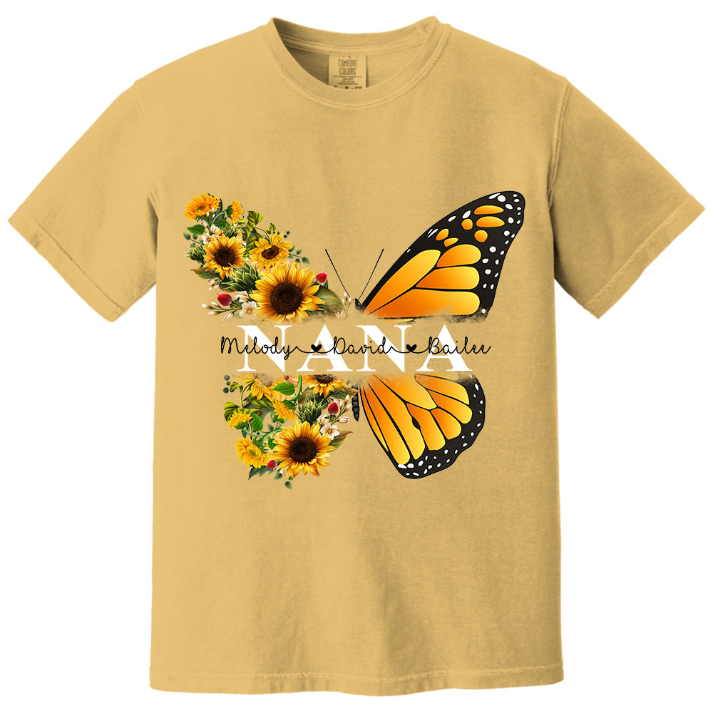 Personalized Nana Butterfly Birthday Flower Shirt - Custom Grandma With Grandkids Names VH01