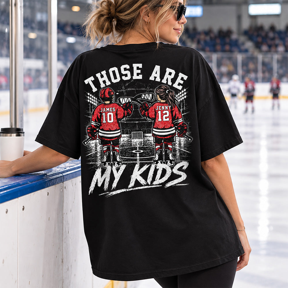 Personalized  Ice Hockey Mom Shirt, Custom Those Are My Boys T-Shirt, Team Name & Player Number Tee, Ice Hockey Mom Gift Na02 Hv01