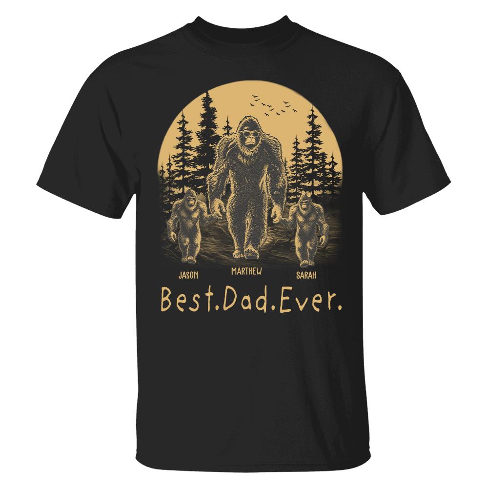 Personalized Dadsquatch T-Shirt Father Day Gifts for Dad Funny Papa Tshirt Cool Daddy Bigfoot Tee