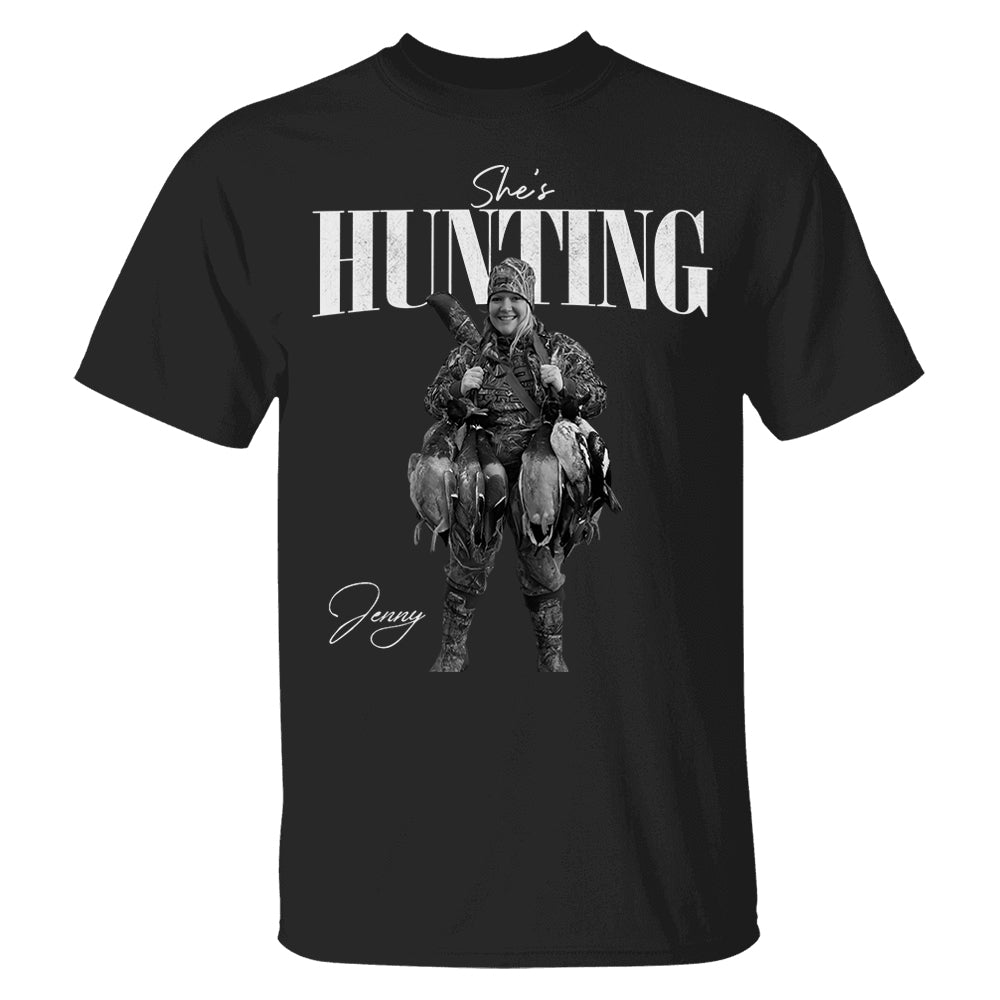 She's Hunting - Washed Tee Retro Bootleg Shirt For Hunting T1807