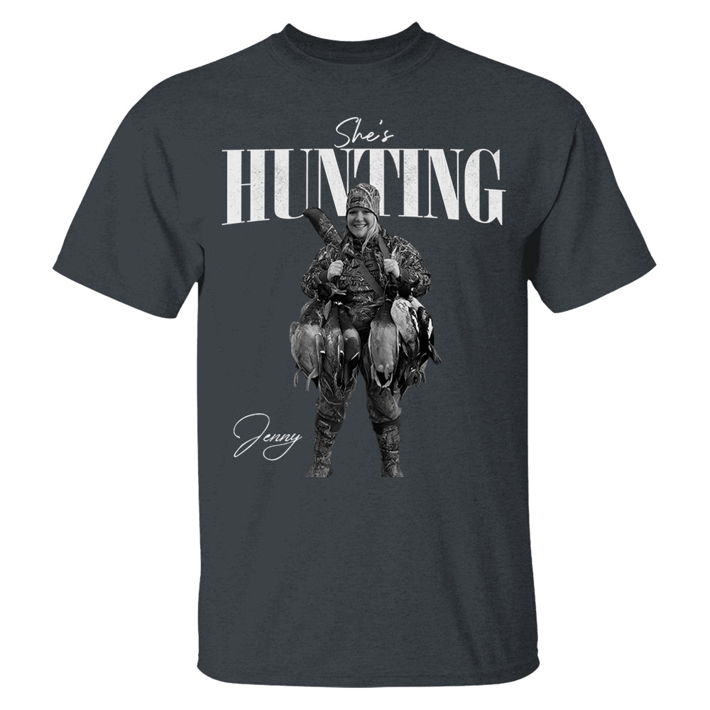 She's Hunting - Washed Tee Retro Bootleg Shirt For Hunting T1807
