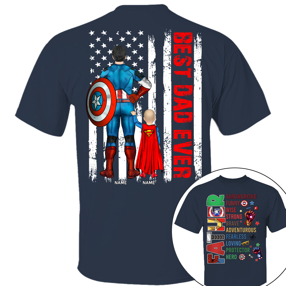 Father Hardworking -Best Dad Ever Personalized Shirt - Custom Father's Day Shirt  Gifts For Dad Na02 Nh00