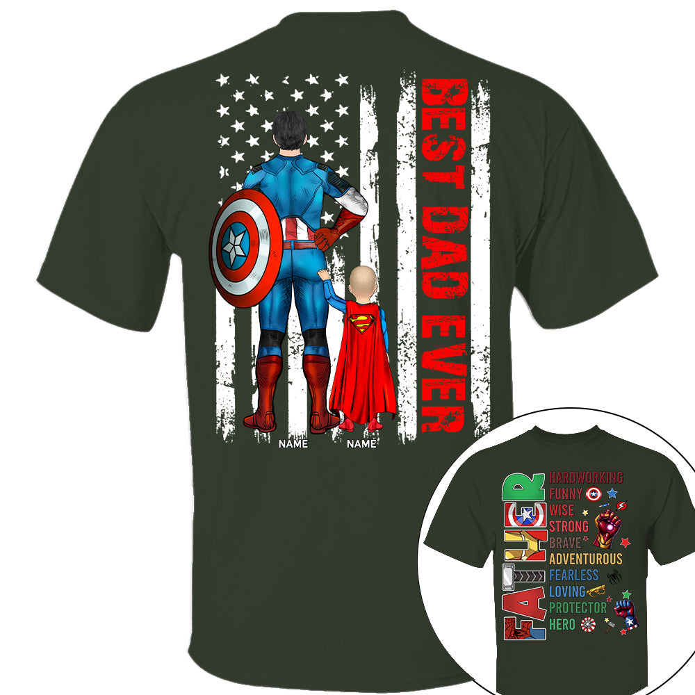Father Hardworking -Best Dad Ever Personalized Shirt - Custom Father's Day Shirt  Gifts For Dad Na02 Nh00