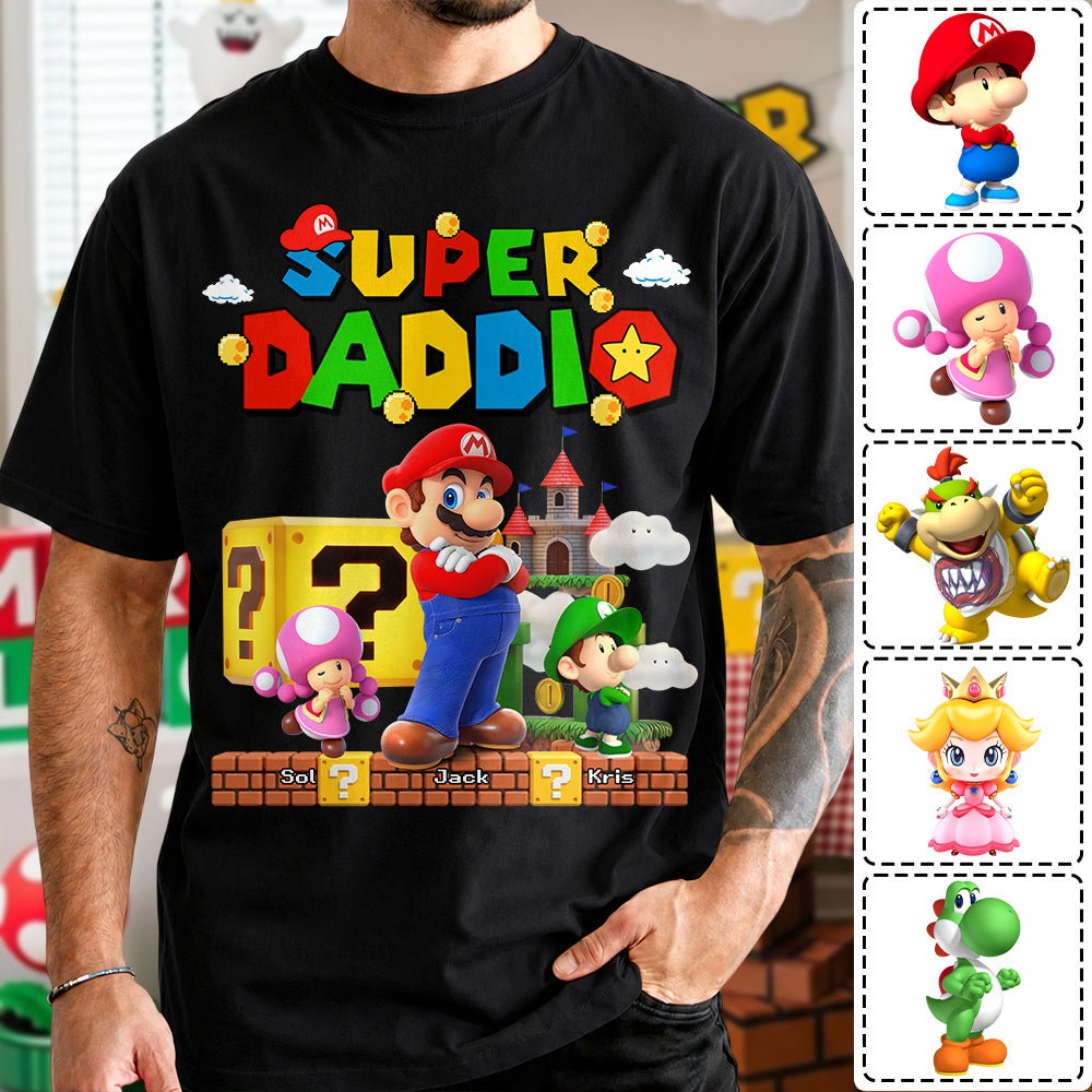 Best Dad Ever Super Daddio, Personalized Daddio Shirt Custom Kids Name, Gift For Dad, Gift For Father's Day Vr2 MI209 Hv01