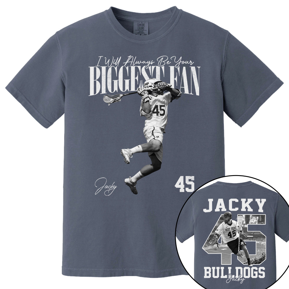 I'll Always Be Your Biggest Fan - Washed Tee Retro Bootleg Shirt - Custom Photo Lacrosse Player Gift For Lacrosse Lovers T1807 T24