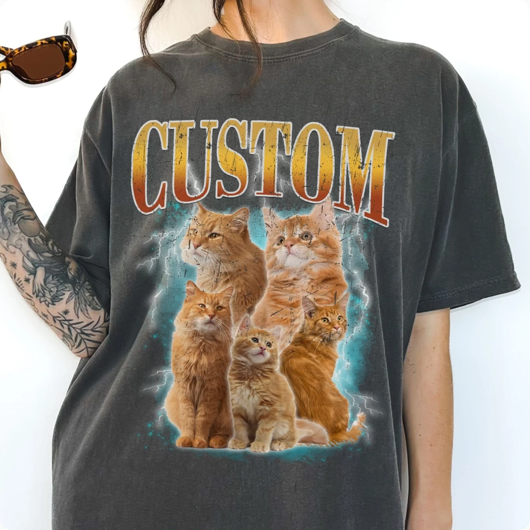 Kids Custom Pet Vintage Shirt Comfort Colors Dog Shirt Cat Personalized Bootleg Tees