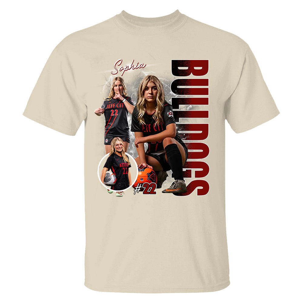 Custom Photo Soccer Player Shirt - Personalized Team Name School Name Bootleg Shirt Na02 Pt99