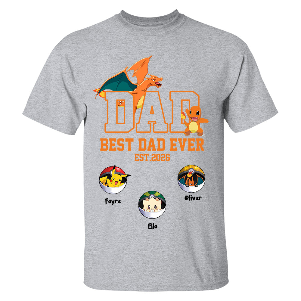 Pokedad Best Dad Ever, Personalized PokeDad Dad Est Shirt, Gift For Father's Day, Gift For Dad Husband MI209 TH23