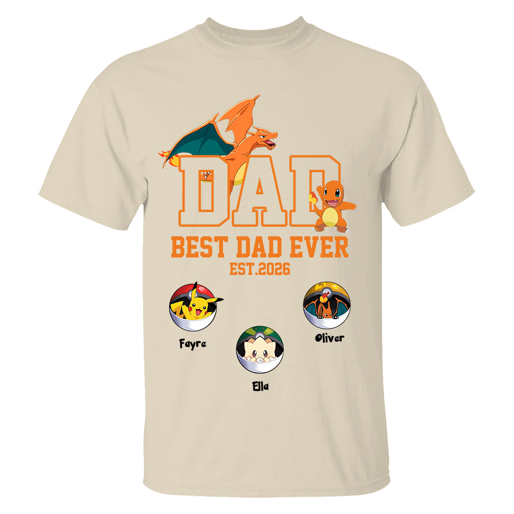 Pokedad Best Dad Ever, Personalized PokeDad Dad Est Shirt, Gift For Father's Day, Gift For Dad Husband MI209 TH23