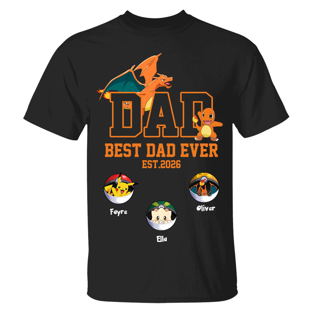 Pokedad Best Dad Ever, Personalized PokeDad Dad Est Shirt, Gift For Father's Day, Gift For Dad Husband MI209 TH23