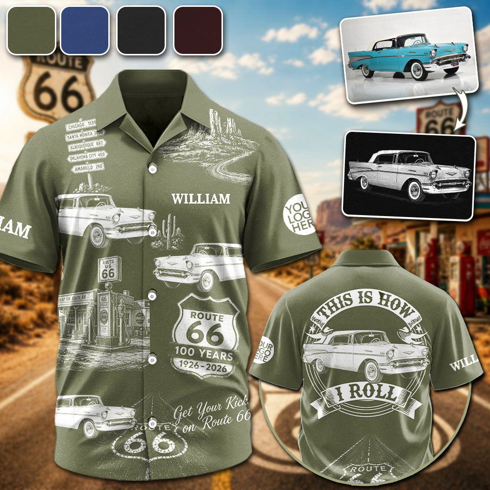 Celebrate 100 Years of Road Route 66 -  Custom Vehicle Photo Hawaiian Shirt A2110 Pt99