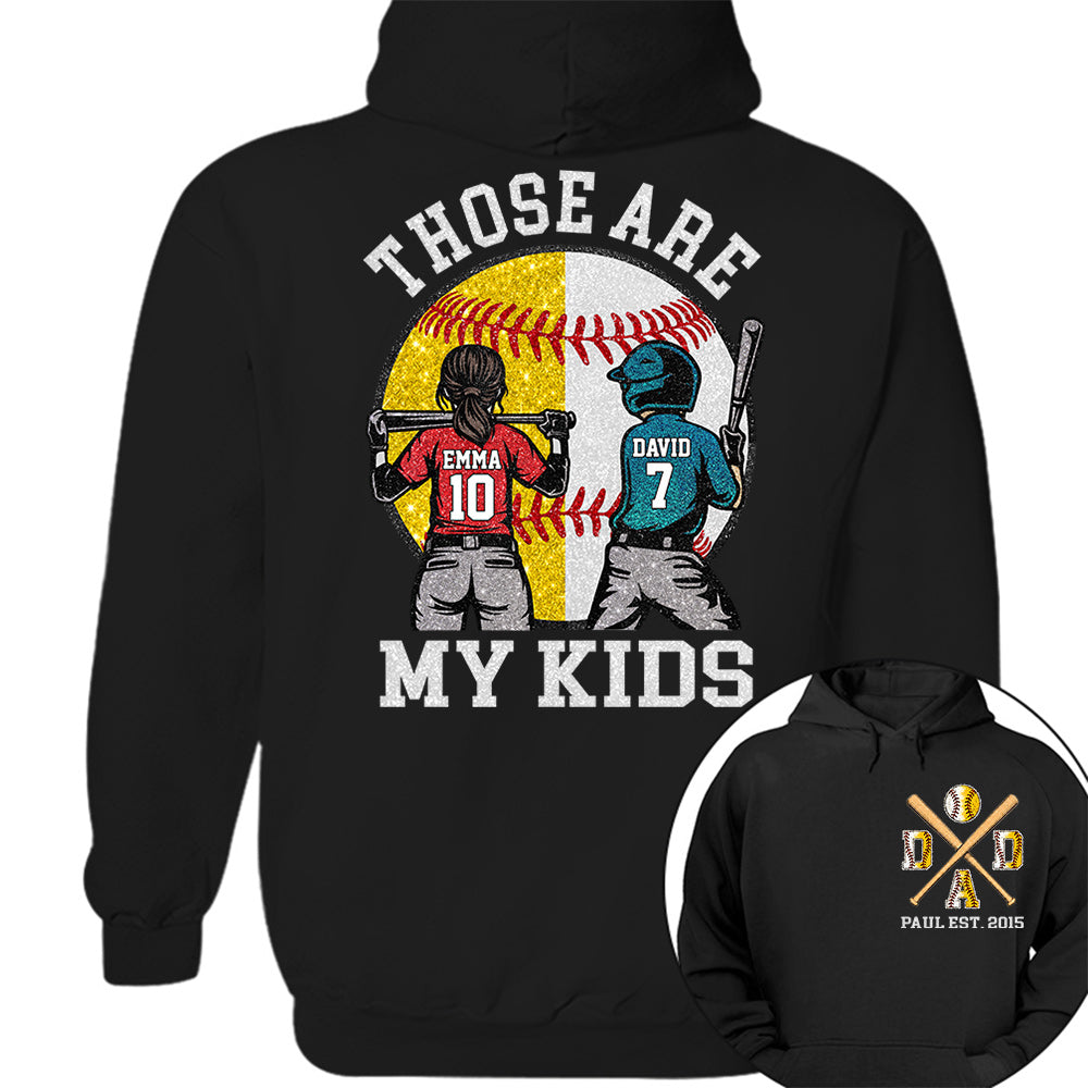 Those Are My Kids Custom Baseball Softball Dad Shirt With Kids Number and Name Gift For Dad, Father's Day T1807 VH01
