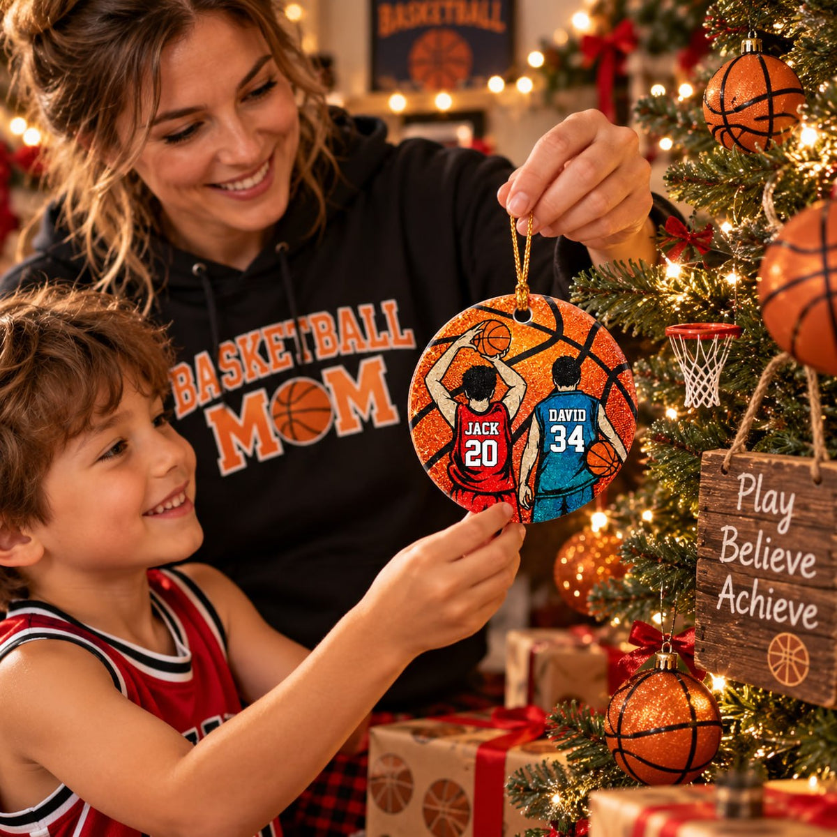Personalized Basketball Christmas Ornament, Custom Player Gift, Basketball Lovers Gift T1807 T24
