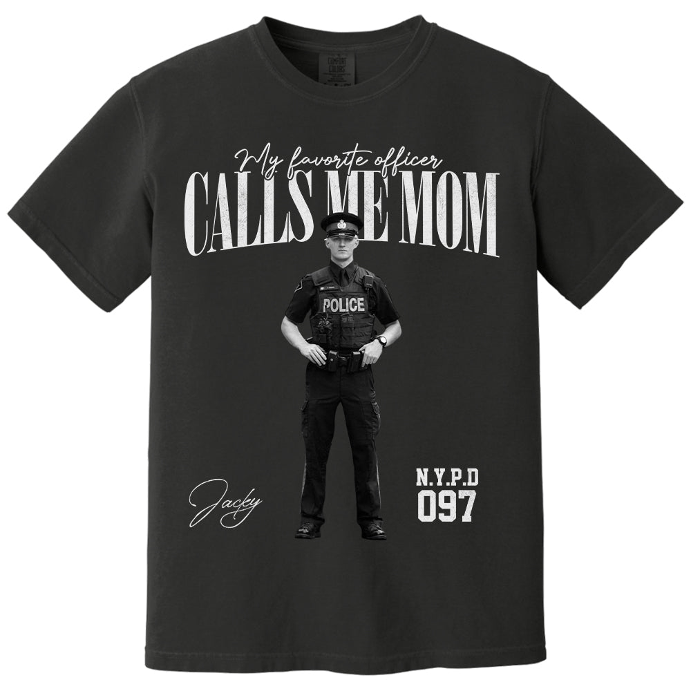 My Favorite Officer Calls Me Mom - Washed Tee Retro Bootleg Shirt For Police Family A2110
