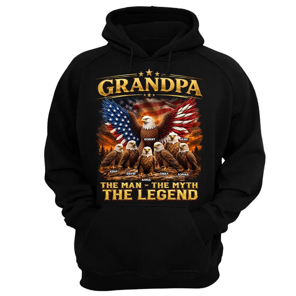 Grandpa Eagle - Personalized Shirt For Grandpa & Dad Vintage Shirt NA04 Hv01