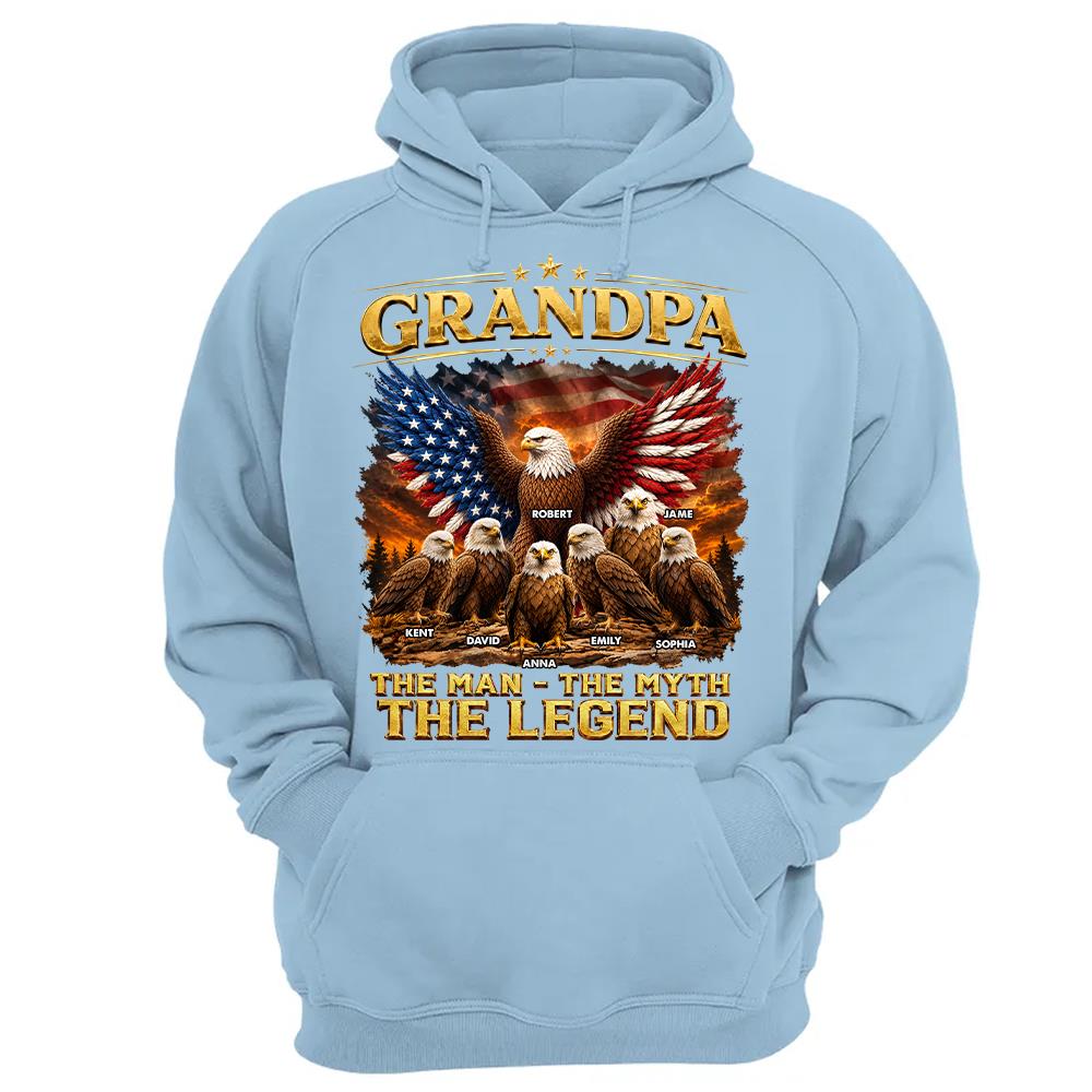 Grandpa Eagle - Personalized Shirt For Grandpa & Dad Vintage Shirt NA04 Hv01