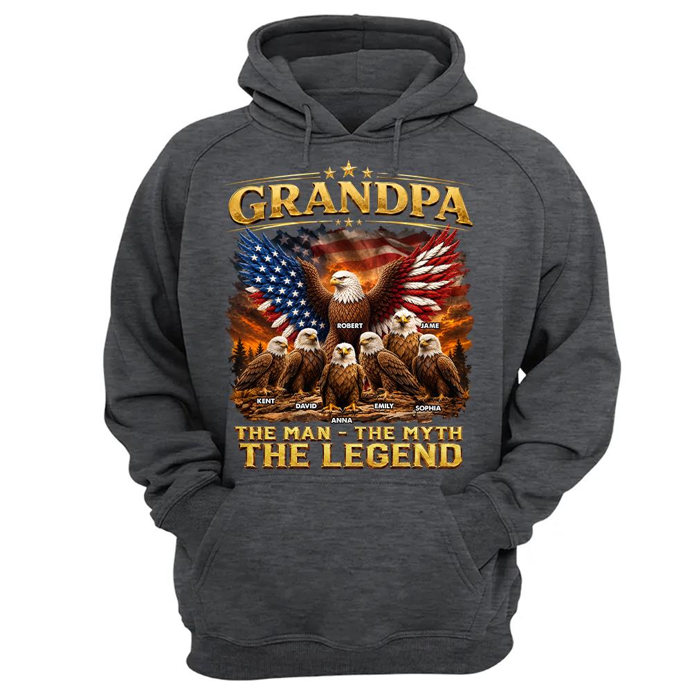 Grandpa Eagle - Personalized Shirt For Grandpa & Dad Vintage Shirt NA04 Hv01