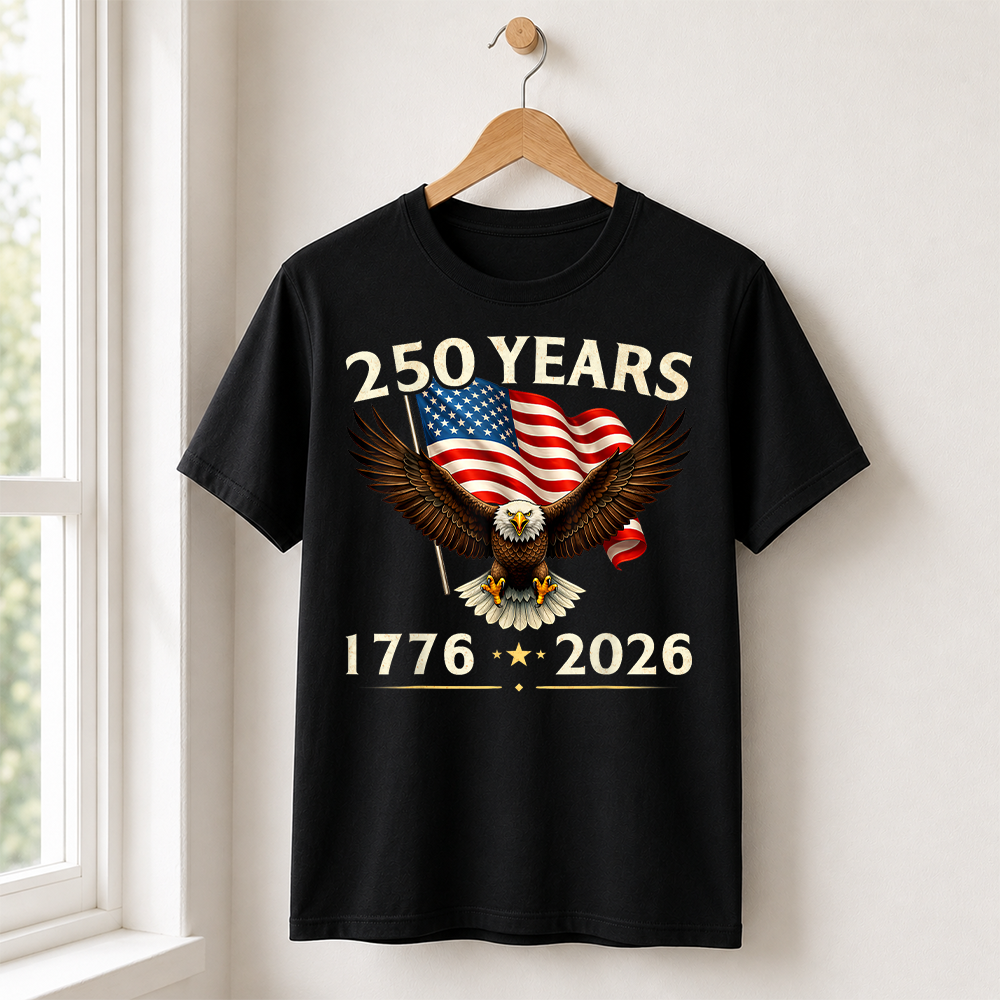 USA 250th Anniversary Eagle T-Shirt, Patriotic 1776-2026 4th of July Tee Hv01