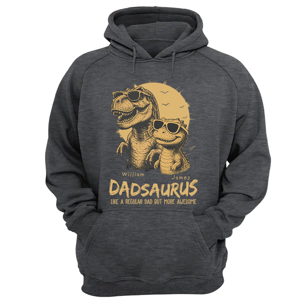 Personalized Dad Dinosaur Shirt with Custom Kids Names, Funny Grandpa Family T Shirt for Dad Daddy, Father's Day Birthday Gift VH01