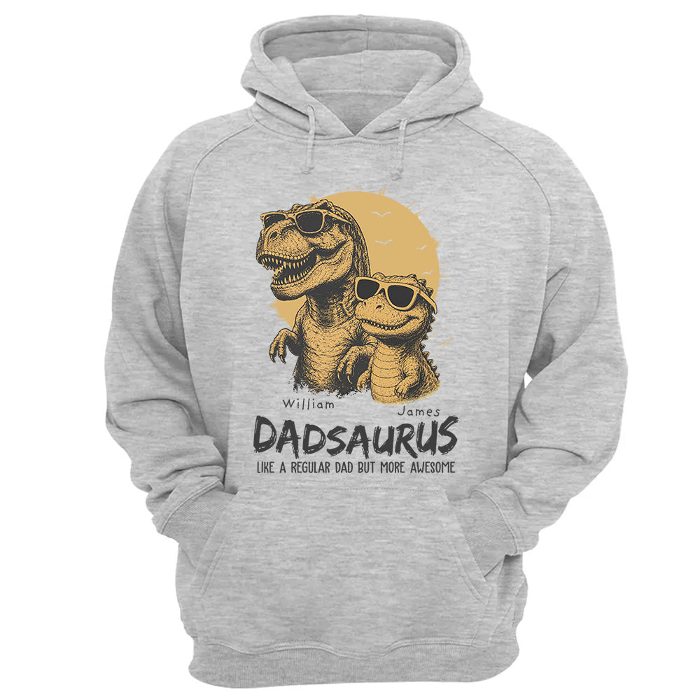 Personalized Dad Dinosaur Shirt with Custom Kids Names, Funny Grandpa Family T Shirt for Dad Daddy, Father's Day Birthday Gift VH01