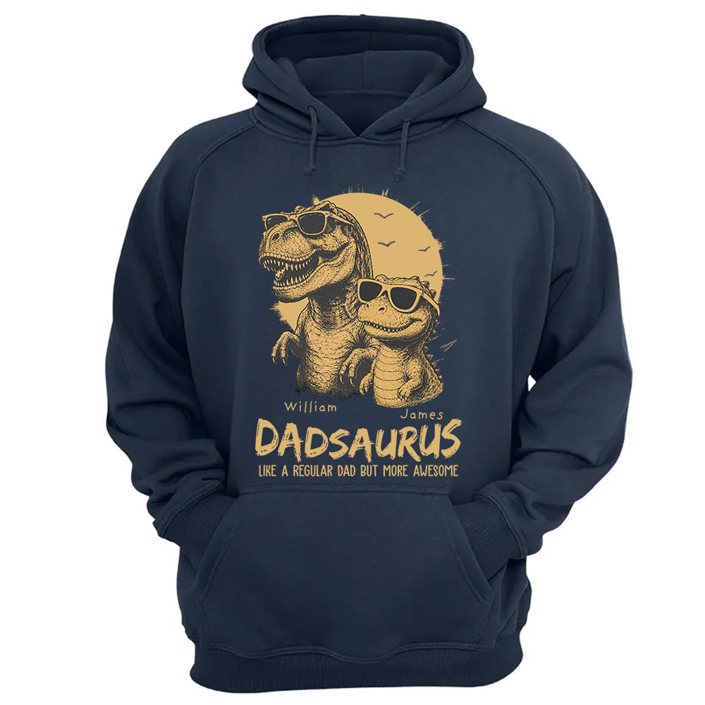 Personalized Dad Dinosaur Shirt with Custom Kids Names, Funny Grandpa Family T Shirt for Dad Daddy, Father's Day Birthday Gift VH01
