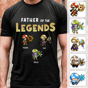 Personalized Father of the Legends Shirt, Custom Gamer Dad Tee With Kids Names, RPG Character Father's Day Gift From Kids, Gaming Papa TH23
