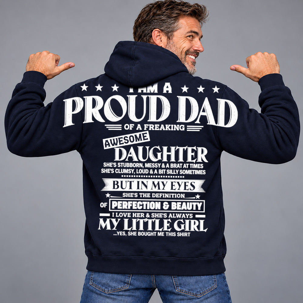 I Am A Proud Dad Of A Freaking Awesome Daughter Oversized Shoulder Print Shirt T24