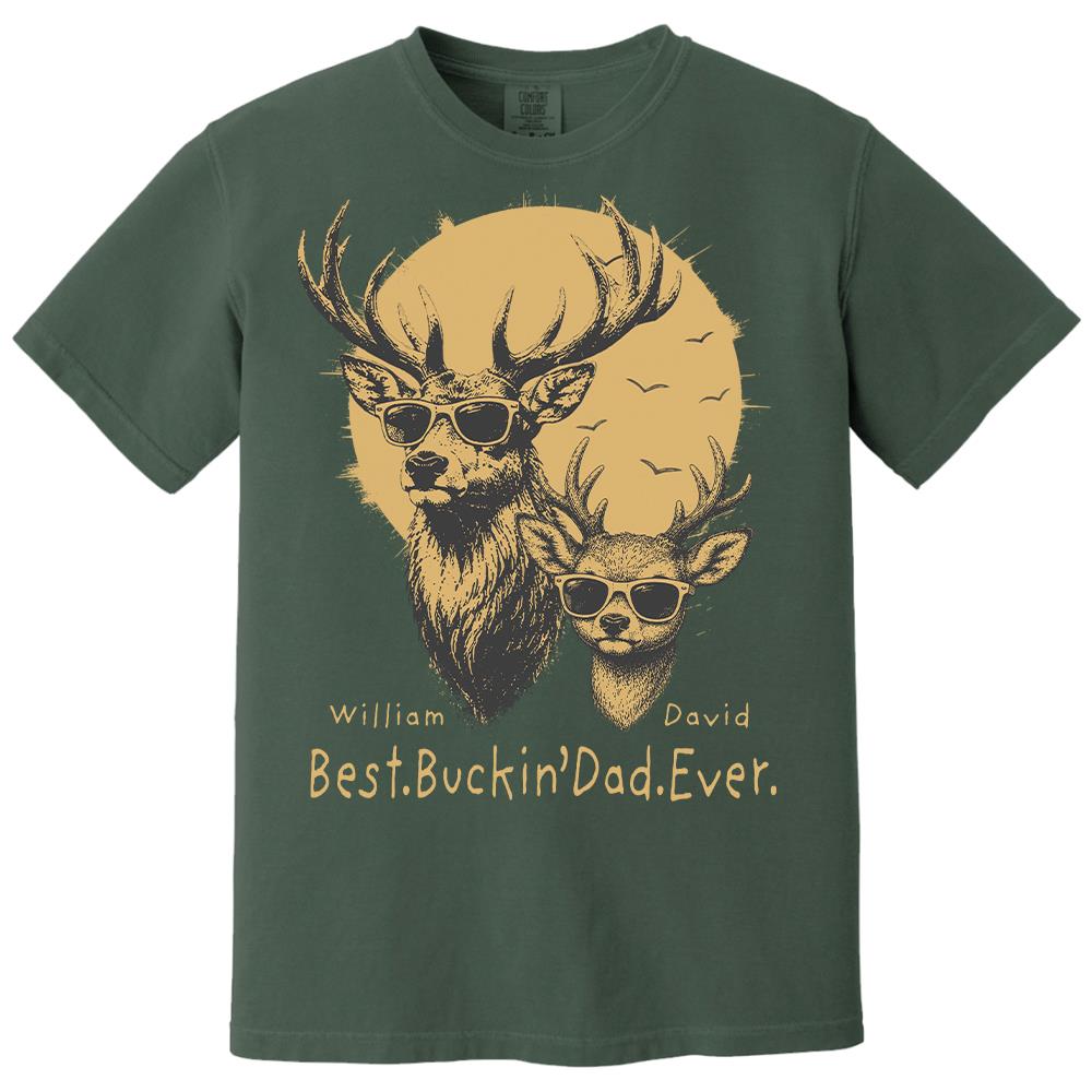 Personalized Best Buckin' Dad Ever T-Shirt Father Day Gifts for Dad Funny Papa Tshirt Cool Daddy Hunting Tee Vr2 Hv01