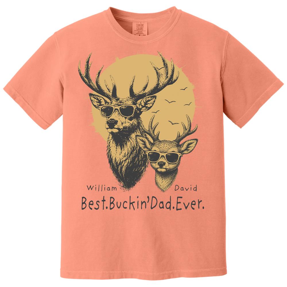 Personalized Best Buckin' Dad Ever T-Shirt Father Day Gifts for Dad Funny Papa Tshirt Cool Daddy Hunting Tee Vr2 Hv01