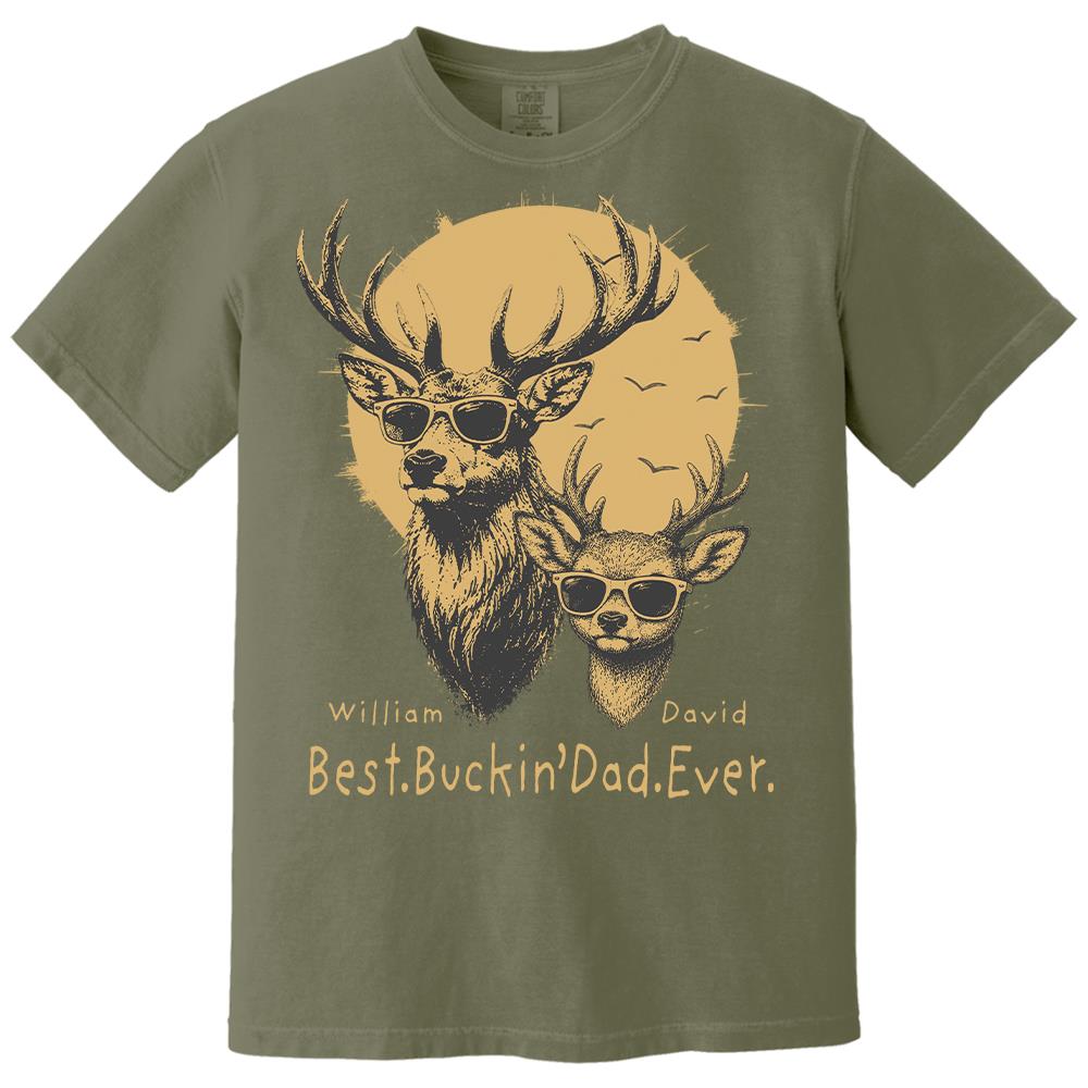 Personalized Best Buckin' Dad Ever T-Shirt Father Day Gifts for Dad Funny Papa Tshirt Cool Daddy Hunting Tee Vr2 Hv01