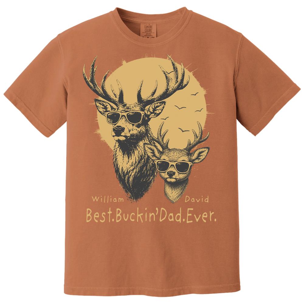 Personalized Best Buckin' Dad Ever T-Shirt Father Day Gifts for Dad Funny Papa Tshirt Cool Daddy Hunting Tee Vr2 Hv01