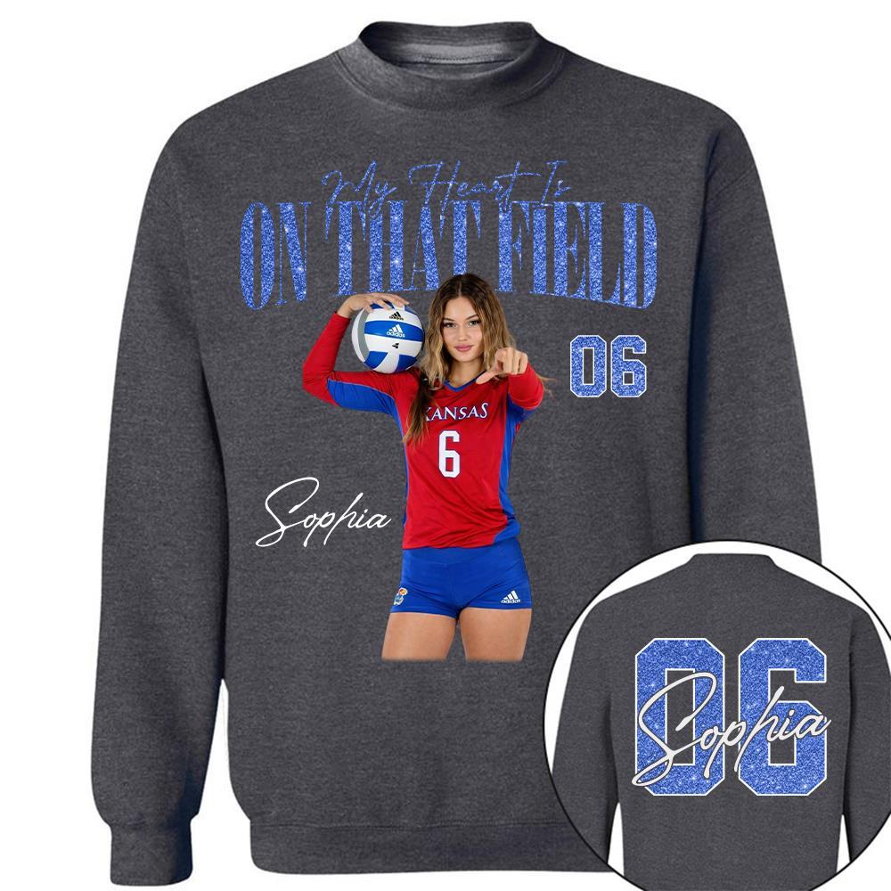 My Heart Is On That Field - Personalized Washed Tee Retro Bootleg Shirt - Gift For Volleyball Lovers T1807 Hv01
