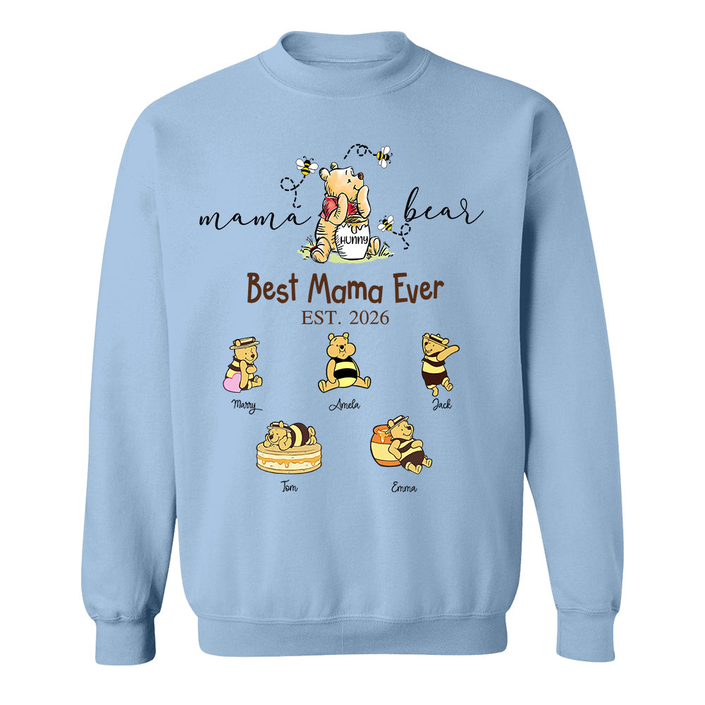 Mama Bear Best Mama Ever, Personalized Mama Bear Grandma Bear Est Shirt Sweatshirt, Gift For Mom Grandma, Gift For Mother's Day MI209