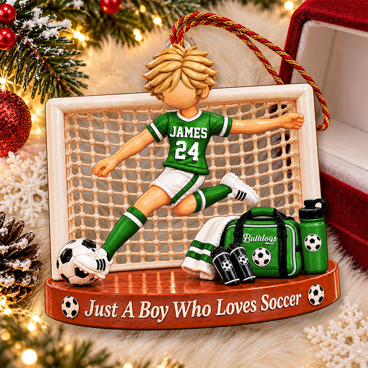 Just A Boy Who Loves Soccer, Personalized Soccer Ornament, Custom Player Name Gift, Gift For Soccer Players Na02 Nh00