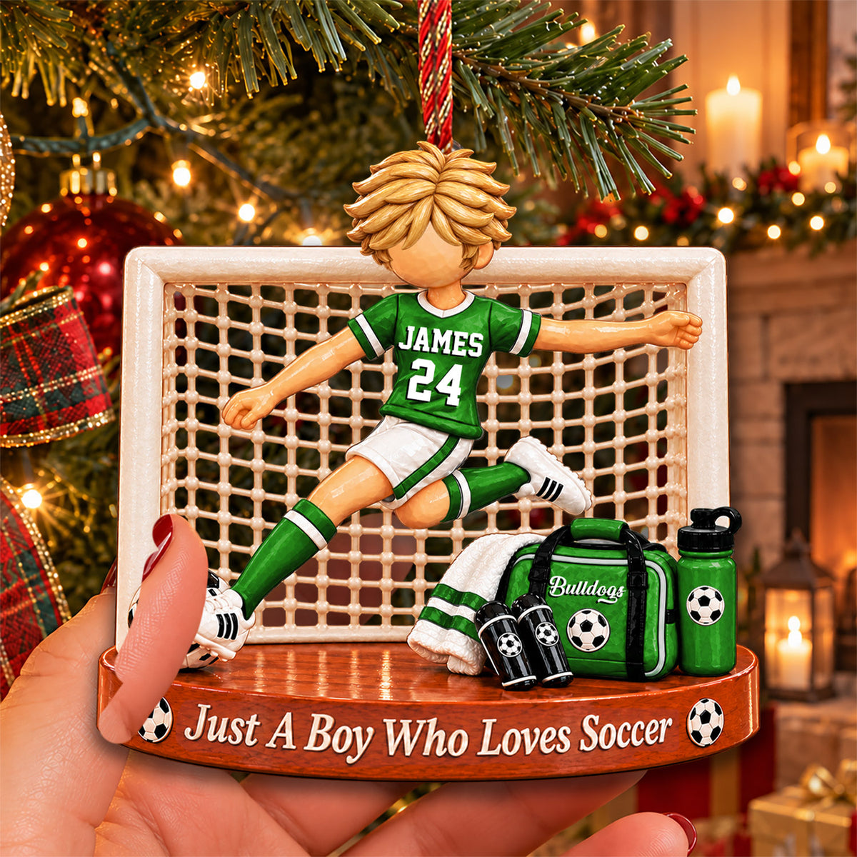 Just A Boy Who Loves Soccer, Personalized Soccer Ornament, Custom Player Name Gift, Gift For Soccer Players Na02 Nh00