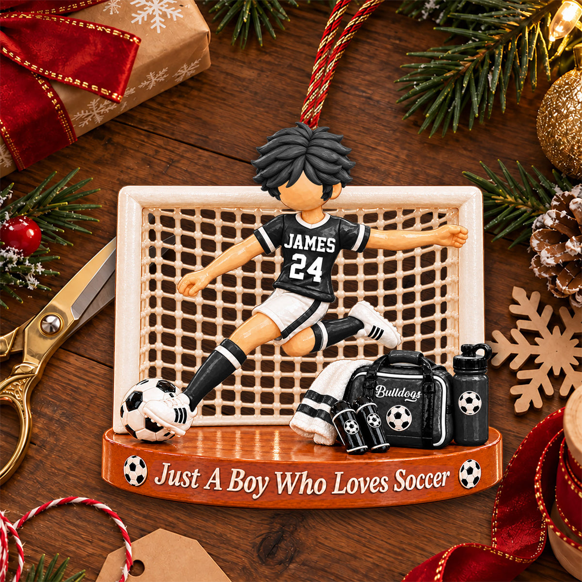 Just A Boy Who Loves Soccer, Personalized Soccer Ornament, Custom Player Name Gift, Gift For Soccer Players Na02 Nh00