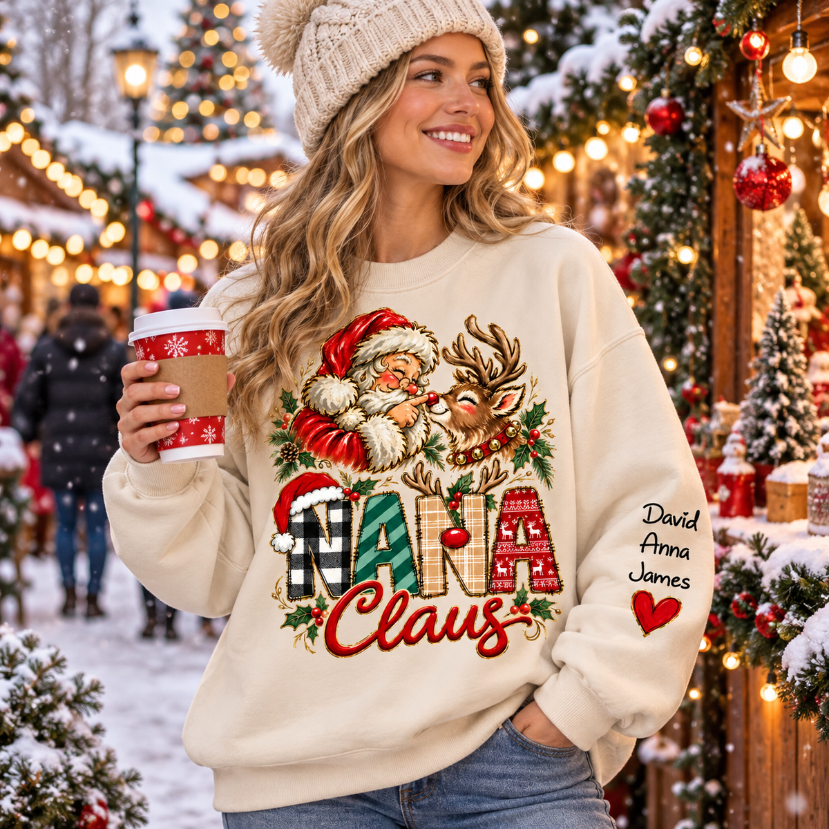Gigi Claus Custom Sweatshirt - Best Family Christmas Gift for Grandma Santa Claus Boop Sweatshirt Reindeer, Santa Boop Funny Santa Sweatshirt New C2408 Tm01 NT01
