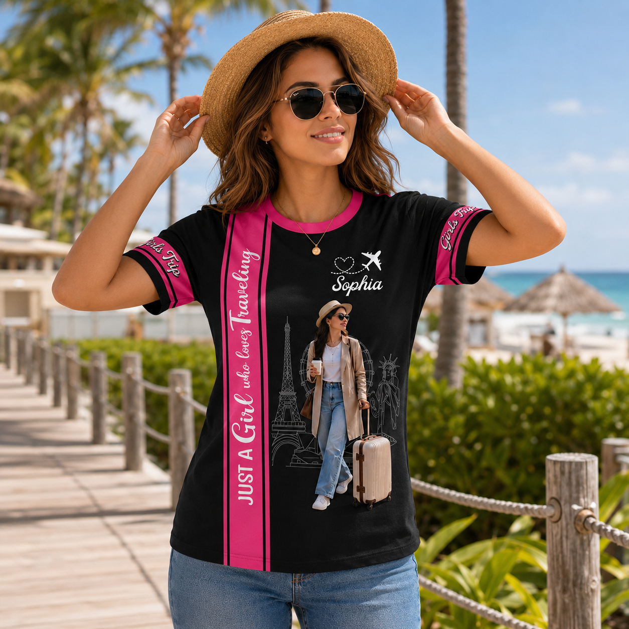Just A Girl Boy Who Loves Traveling - Personalized Travel Shirt, Custom Photo Vacation Shirt Na02 Hv01