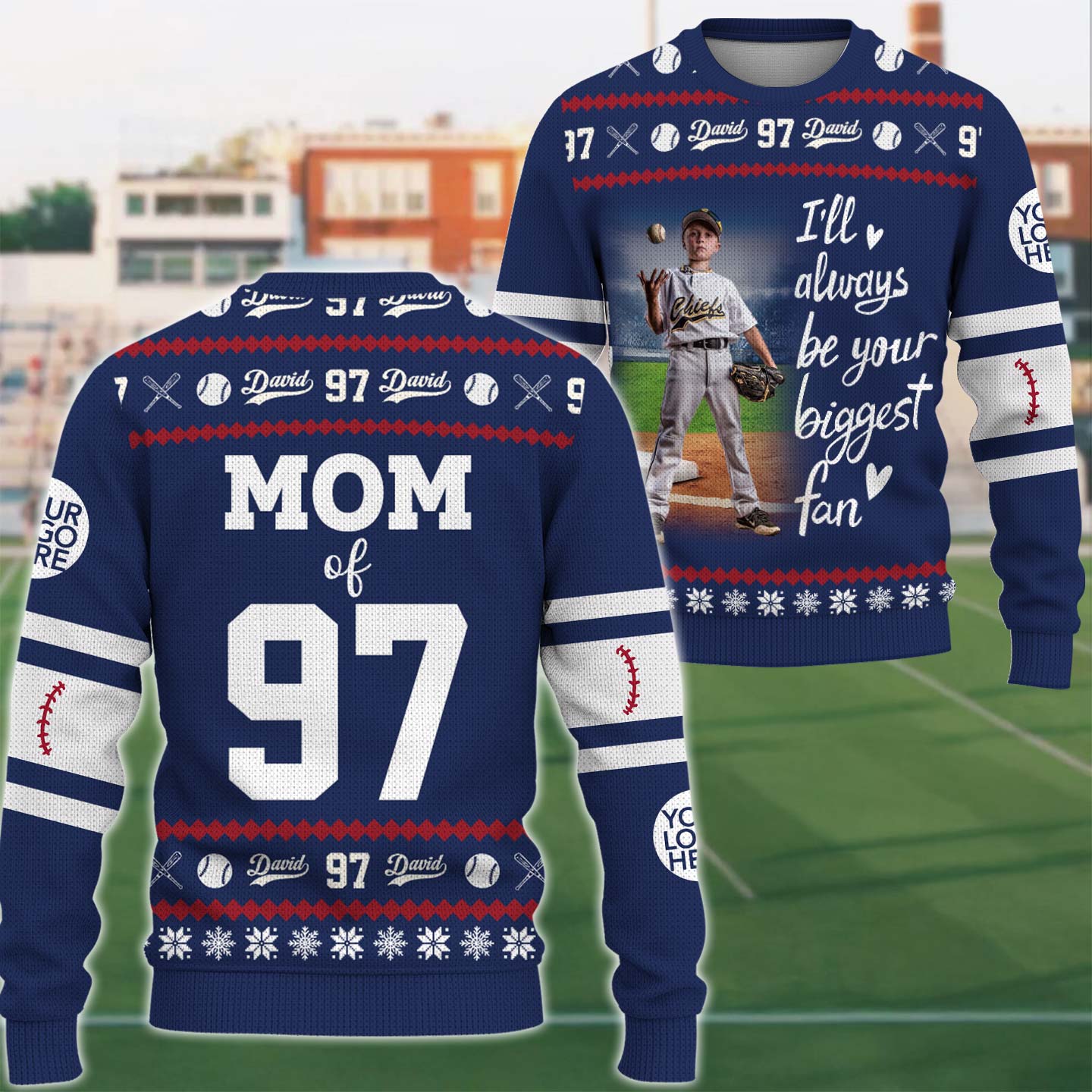 Custom Photo Baseball Game Day Baseball Ugly Sweater - Christmas Gift For Baseball Lovers - Personalized Gift For Baseball Player A2110 Pt99