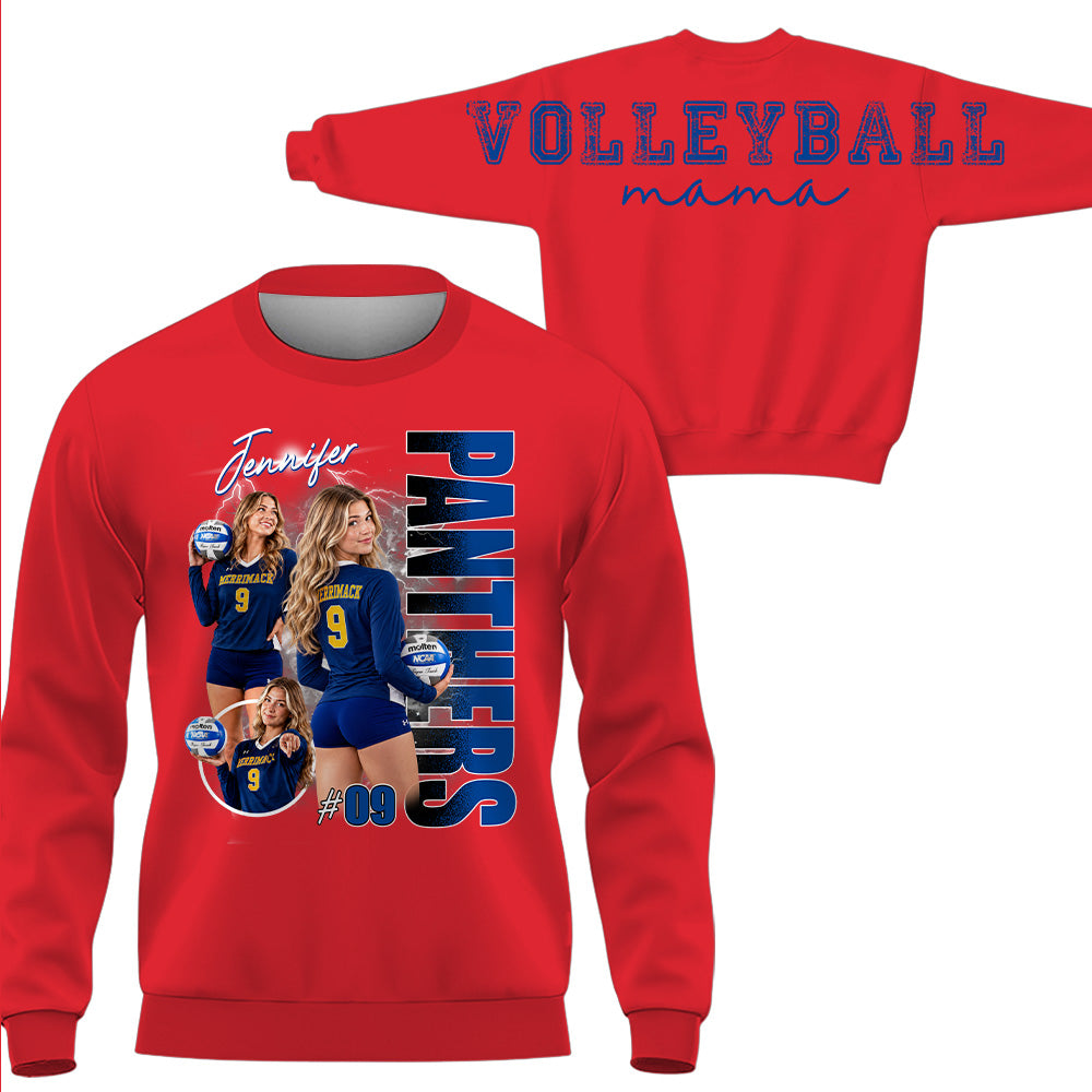 Personalized Volleyball Mom Sweatshirt, Custom Large Back Graphic, Gift For Volleyball Mom Volleyball Family Volleyball Lovers MI209 T24
