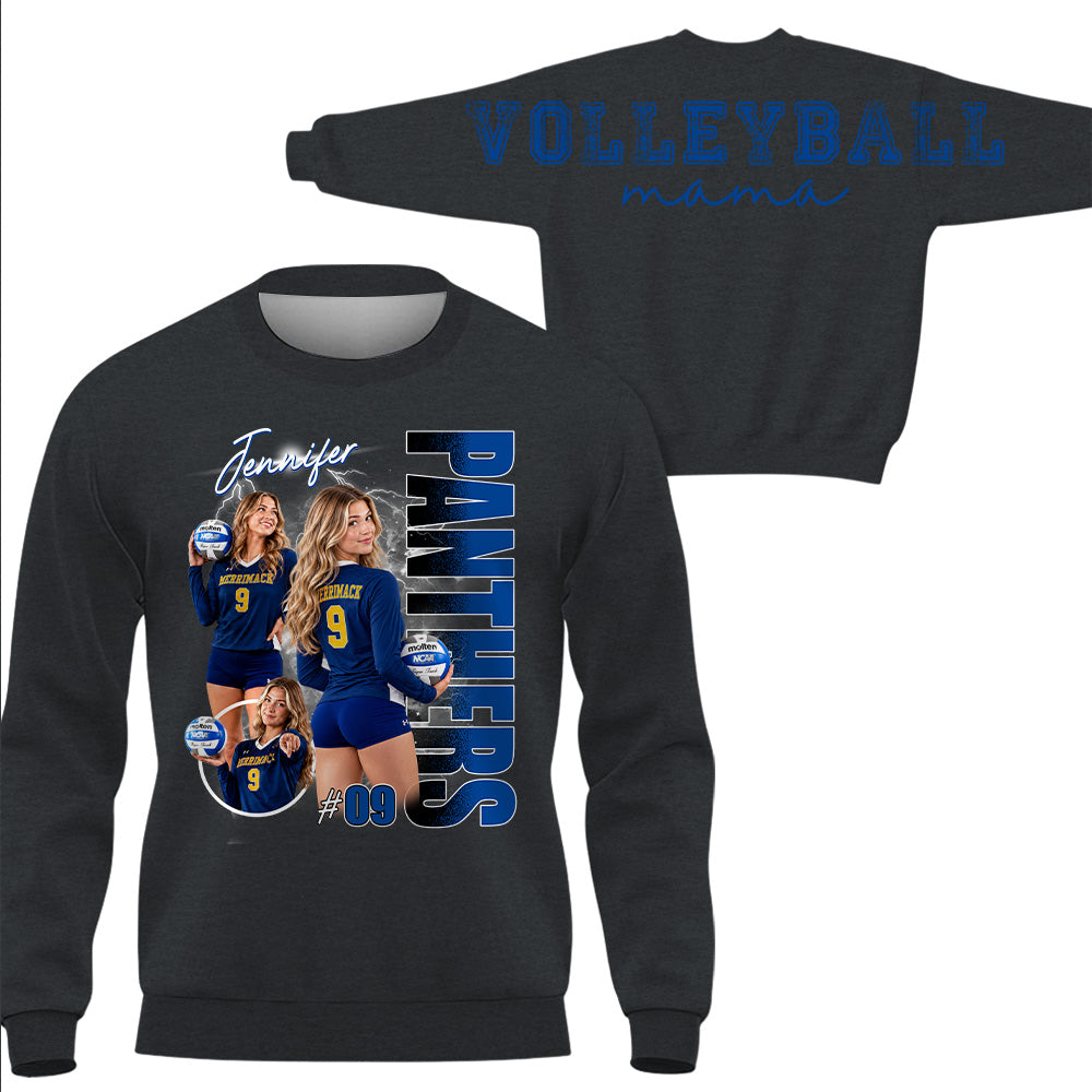 Personalized Volleyball Mom Sweatshirt, Custom Large Back Graphic, Gift For Volleyball Mom Volleyball Family Volleyball Lovers MI209 T24